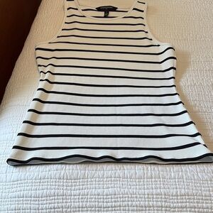 White House Black Market Fitted Black and White Tank Top